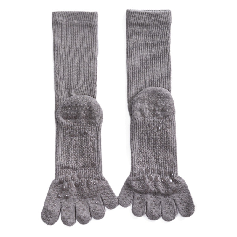 Yoga socks pressure professional high tube Pilates sports socks dispensing non-slip cotton tube foreign trade toe five finger socks