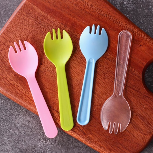 Disposable Fork and Spoon Frosted Thickeneded Plastic Small Cake Dessert Spoon Fork Individually Packaged Fruit Salad Fork