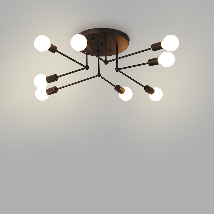 Cross-Border Supply Restaurant Branch-Shaped Iron Ceiling Lamp, High-End Bedroom Lamp, Golden Multi-Head Home Decoration Lighting, Cross-Border Hot Sale
