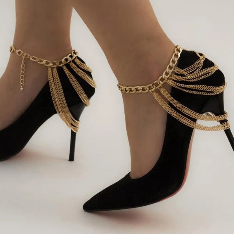 Picture of Cross-border Hot Selling Multi-layer Tassel Hip-hop Foot Chain Women's European and American Exaggerated Personality Geometric Metal Chain Shoe Chain Accessories