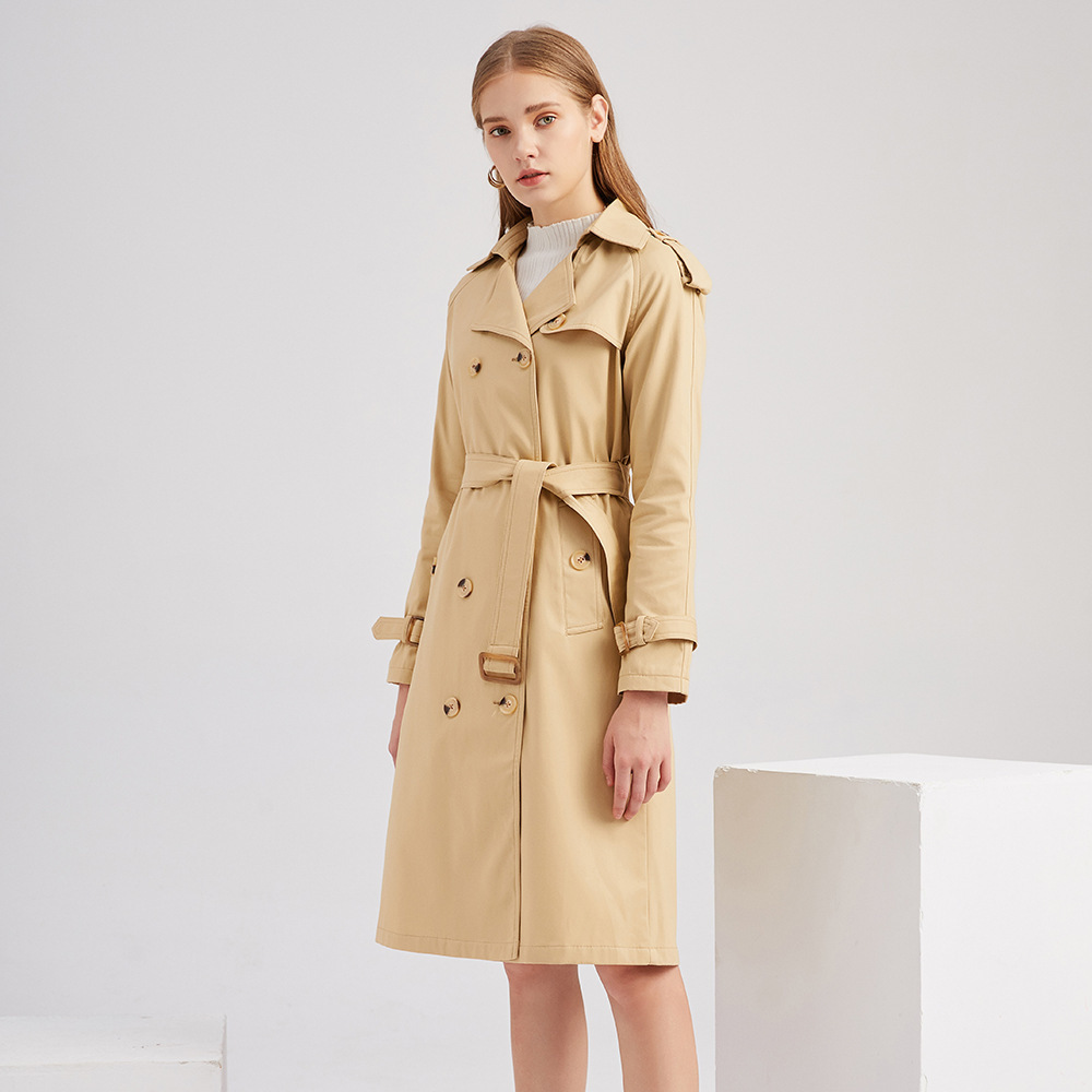 Picture of Russia Hot selling women's Russian temperament girl elastic waist suit collar trench coat jacket