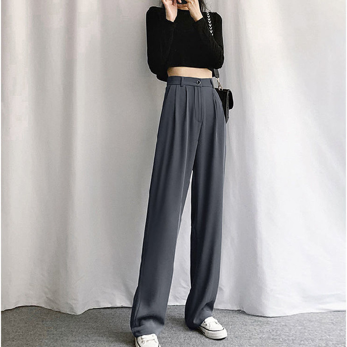 Cross-border Wide-leg Pants Women's High Waist Draping 2022 Summer Spring and Autumn Loose Slimming Casual Suit Straight Pants