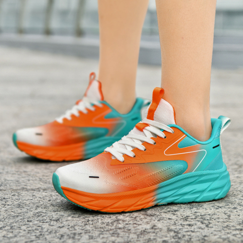 2025 Trendy Casual sneaker Breathable Flying Weaving Running Shoes for Men and Women plus size 48 Couple Mesh Night Running Shoes Cross Border
