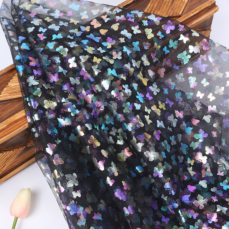 Stage Costume Fabric, Colorful Butterfly Gold Foil Yarn, Halloween Costume Fabric, Children's Clothing Fabric Wholesale Printing