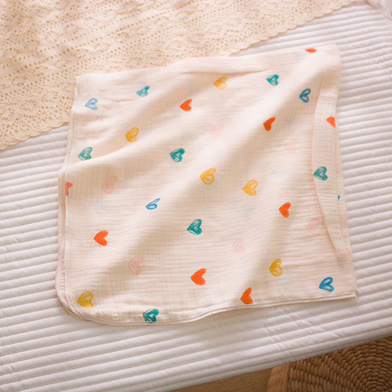 Picture of 2-layer cotton gauze delivery room single-layer double-layer printed wrinkled gauze baby home clothes saliva towel quilt blanket bath towel