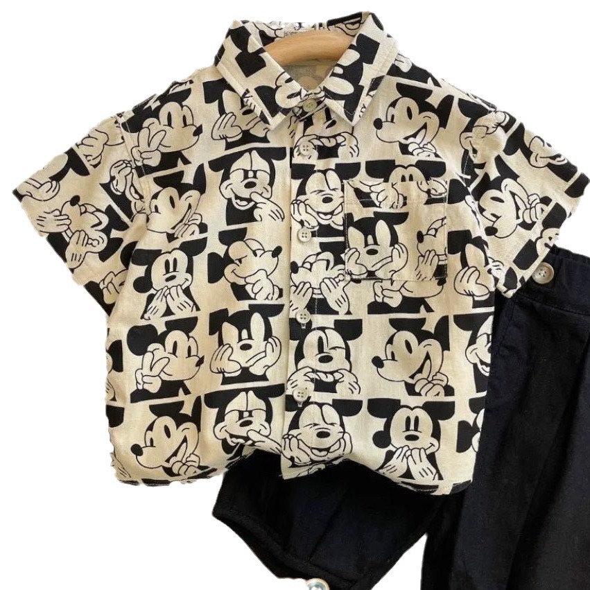Picture of Children's Short-sleeved Shirt 2025 Summer New Children's Korean-style Cartoon Printed Top Thin Shirt for Boys and Babies