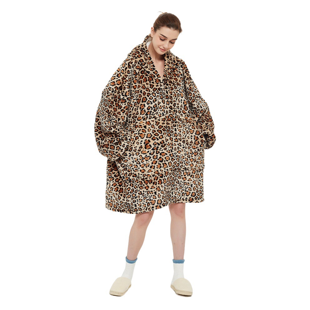 Hooded Lazy Blanket Pullover Cross-border Double-layer TV Sweater Women's Autumn and Winter Cold-proof Warm Pajamas TV Blanket Amazon