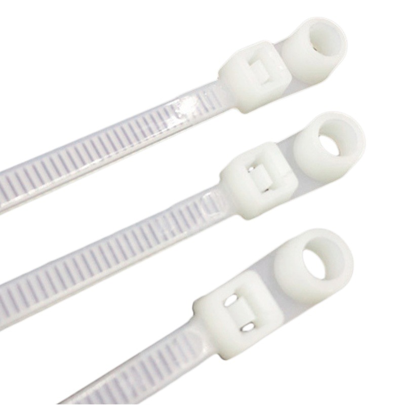 Fixed head cable tie wholesale screw hole 100*150*3*4*200*5*250 black and white with hole cable tie manufacturers