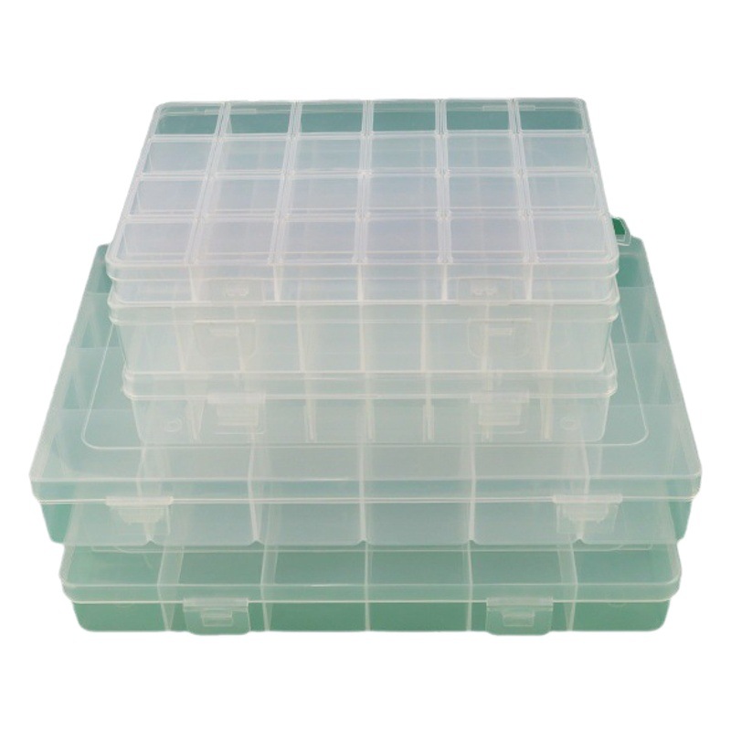 Transparent plastic 24-grid jewelry storage box electronic components accessories box classification Plaid jewelry box small parts box