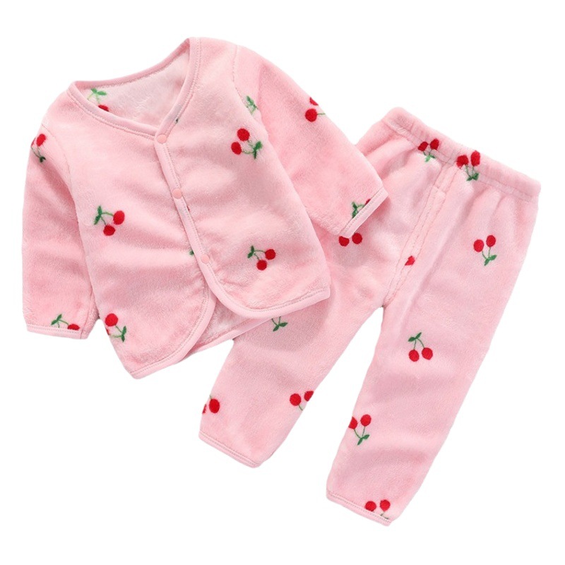 Picture of Baby suit Autumn and Winter Newborn Clothes Boys and Girls Baby Thermal Underwear suit Flannel Cardigan Two-piece Set