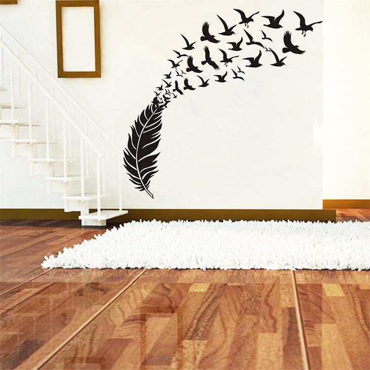 Picture of KS171 foreign trade new creative carved feather bird living room bedroom wall sticker corridor decorative painting wholesale