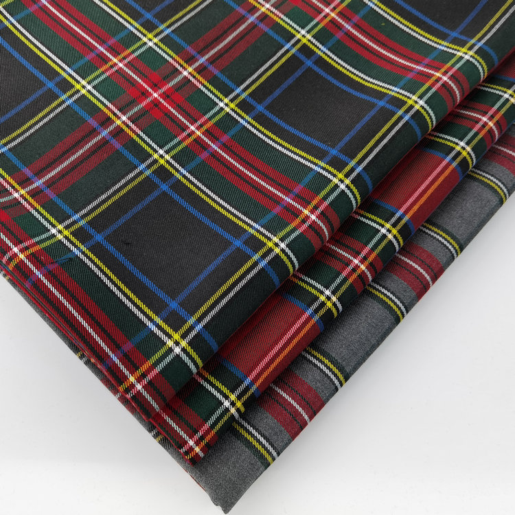 In stock suit School uniform skirt plaid fabric Japanese JK uniform skirt fabric polyester yarn-dyed twill plaid fabric