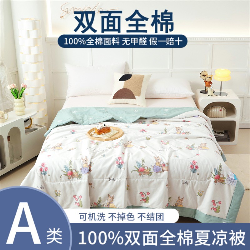Picture of Class A double-sided cotton summer quilt air conditioning quilt 100 cotton summer quilt single-pair machine washable summer thin quilt wholesale
