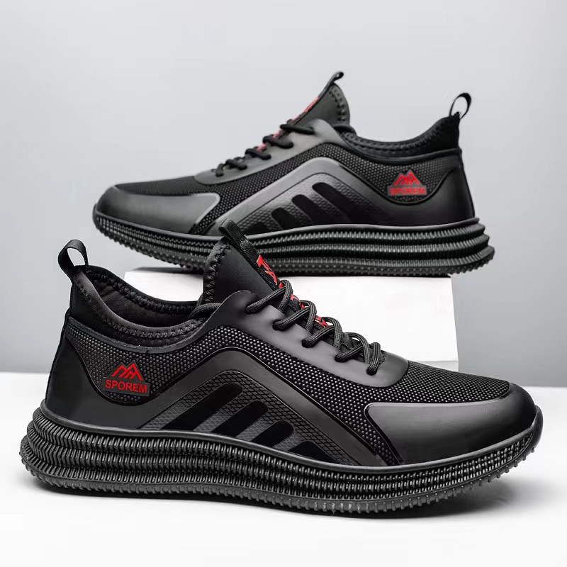 Cross-Border Foreign Trade Shoes Men's Black Sports Shoes Breathable Non-Slip Outdoor Work Shoes Men's Shoes Wholesale Simple Work Shoes