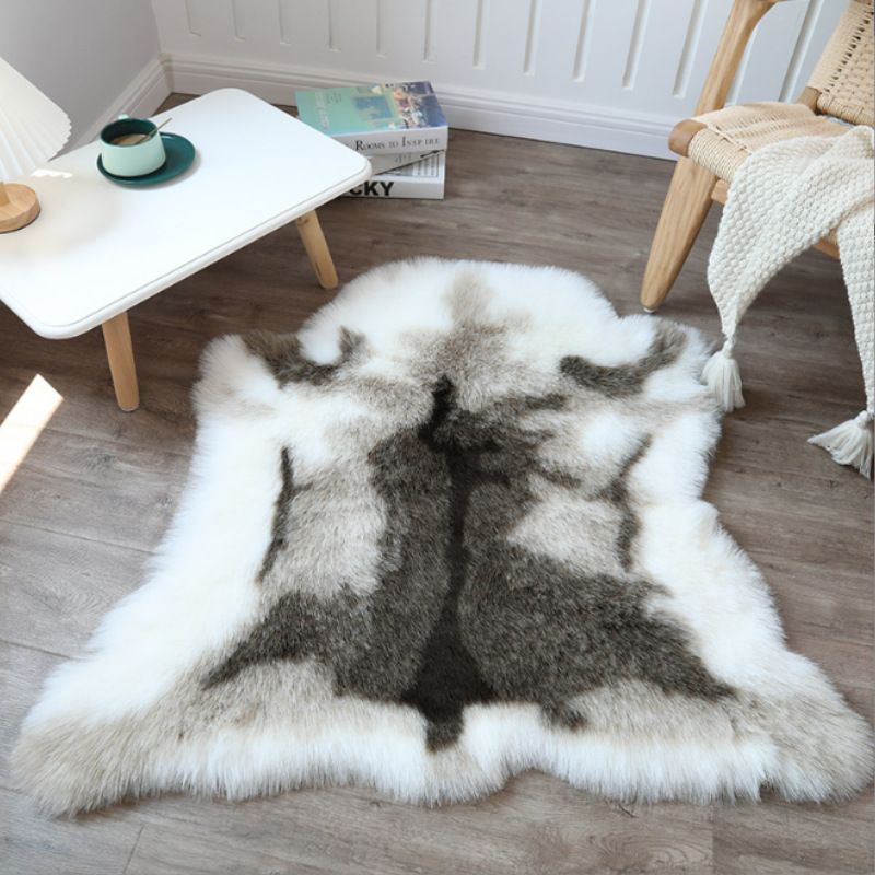 Picture of Modern Simple Machine Washable Imitation Reindeer Fur Carpet Bedroom Blanket Floor Mat Bedside Imitation Animal Blanket Dressing Mirror