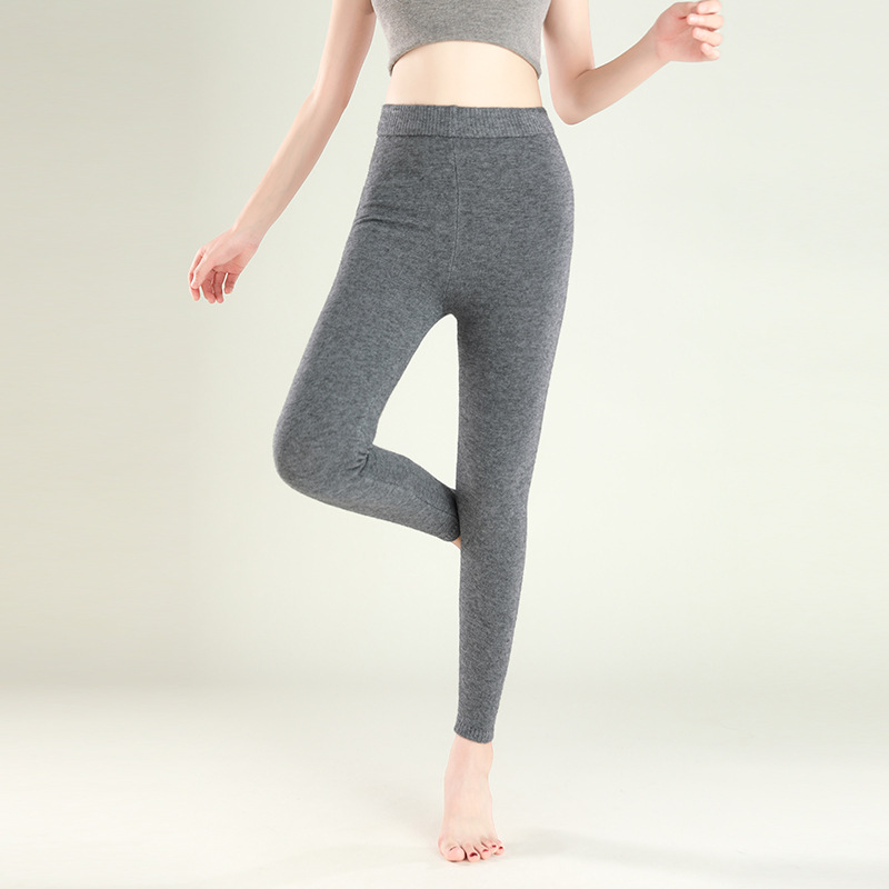 Picture of Women's Autumn and Winter Seamless Thermal Knit Leggings Non-Wool Thickened Inner Knit Pants Four-Way Pants