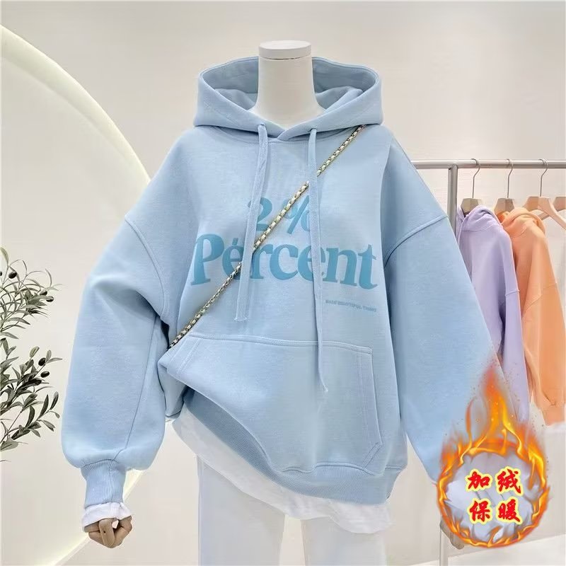 Picture of Girls' Sweats Autumn and Winter 2024 New Children's fleece-lined Hooded Big Children's Girls' Children's Wear Spring Jacket Loose Outer Wear