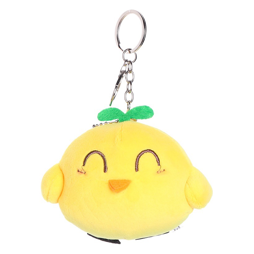 Cartoon cute soft cute little yellow chicken plush keychain pendant key ring doll doll clothing bag