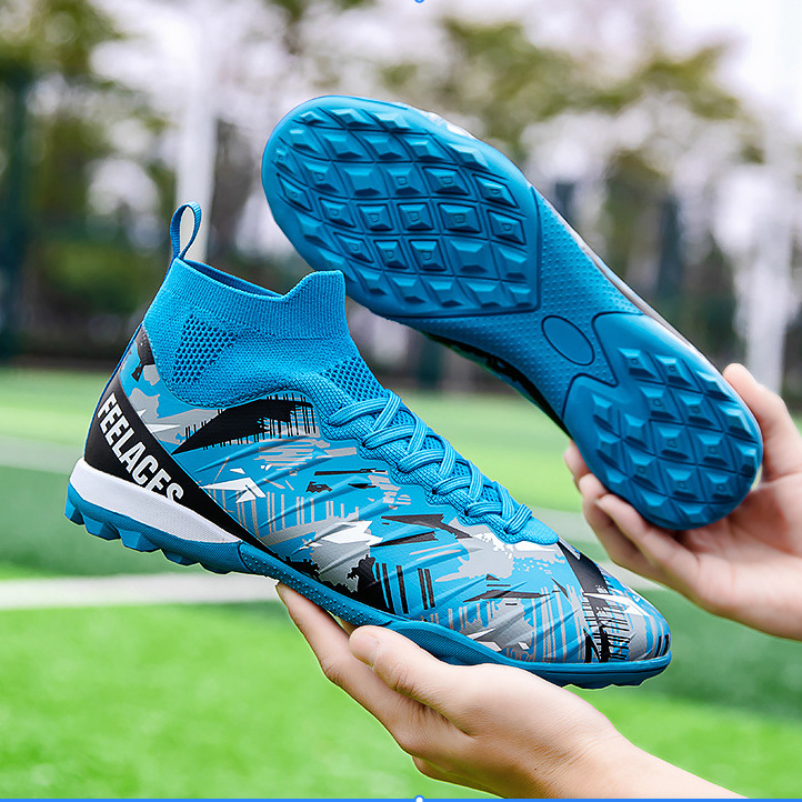 Cross-border high-top football shoes spikes male and female teenagers primary and secondary school students children artificial grass broken nails football shoes foreign trade