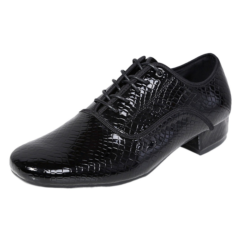 New Teacher Dance Shoes Men's Ultrafine Leather Stone Pattern Practice Shoes Adult Latin Dance Shoes Square Dance Practice Shoes
