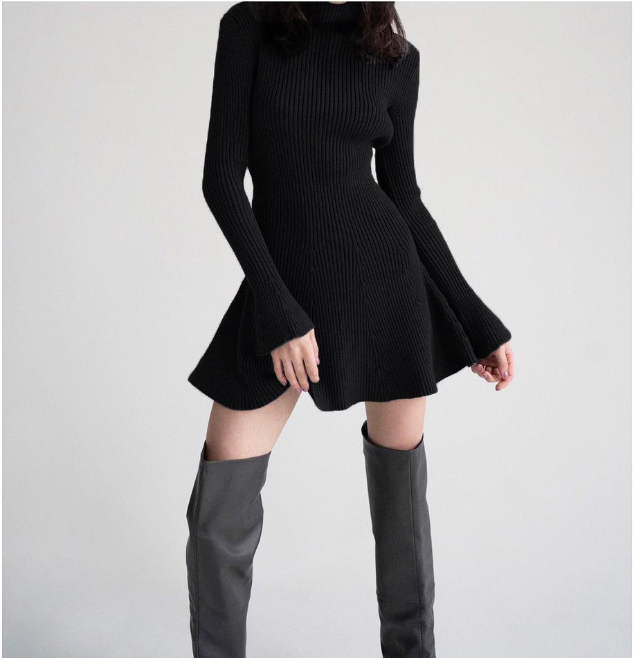 Picture of European and American Export 2024 Autumn and Winter Thick Turtleneck Sweater Knitted Petite Pullover Women's Sweater Dress Black Thick Style