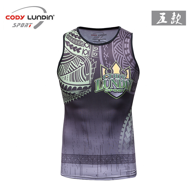 Picture of Men's sports vest fitness tight running training Digital printed breathable vest light elastic