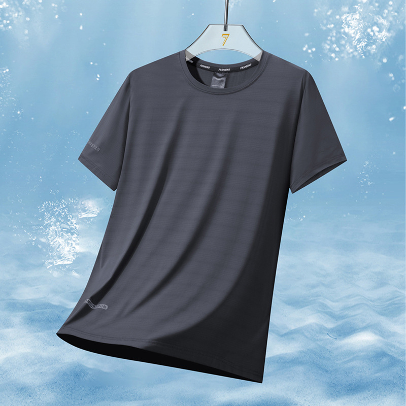 plus size Sports Short-sleeved T-shirt Men's Summer Thin Quick-drying Clothes Men's Loose Ice Silk Top Fitness Breathable Half-sleeve