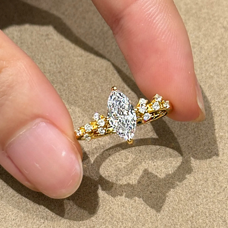 Silver Jewelry S925 Silver Daily Fashion Elegant 5*10mm Marquise Imitation Diamond European and American Cross-Border Aliexpress Versatile Style