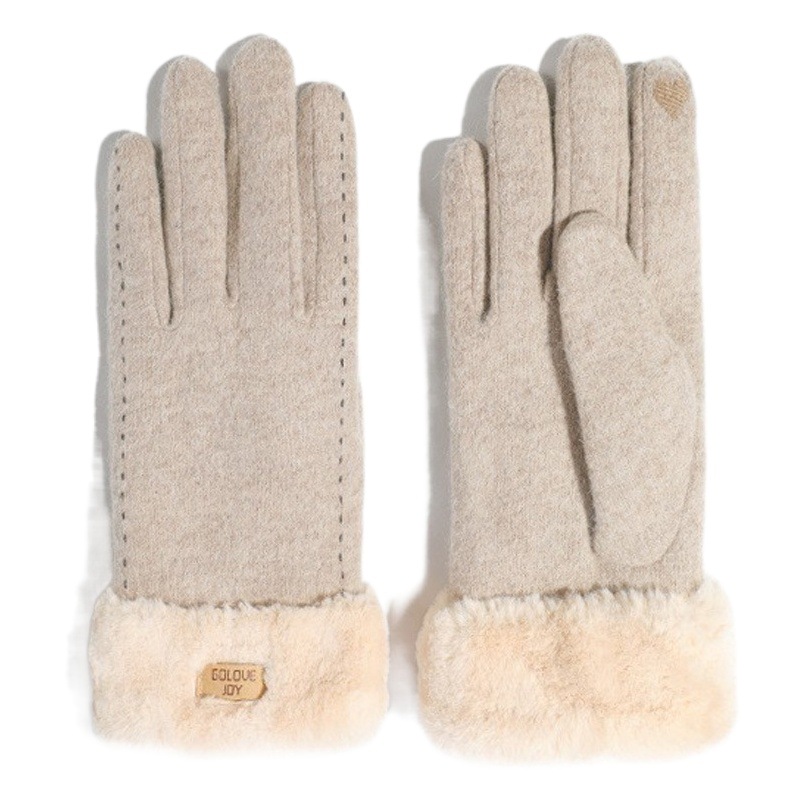 Picture of Winter Warm Cashmere Gloves Women's Outdoor Cold-proof Windproof Thickened Knitted Touch Screen Slimming Wool Gloves DY35
