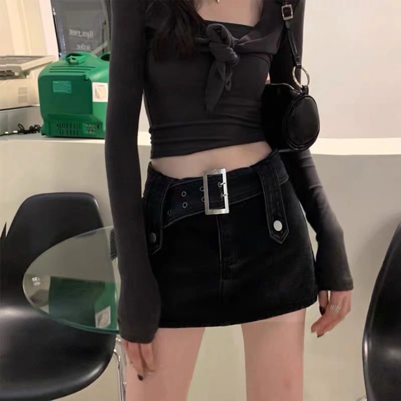 Hot Girl Denim Skirt Women's Trendy Summer Retro High Waist Skirt Design Sense Wrap Hip Skirt Short Skirt Sexy New Style Skirt