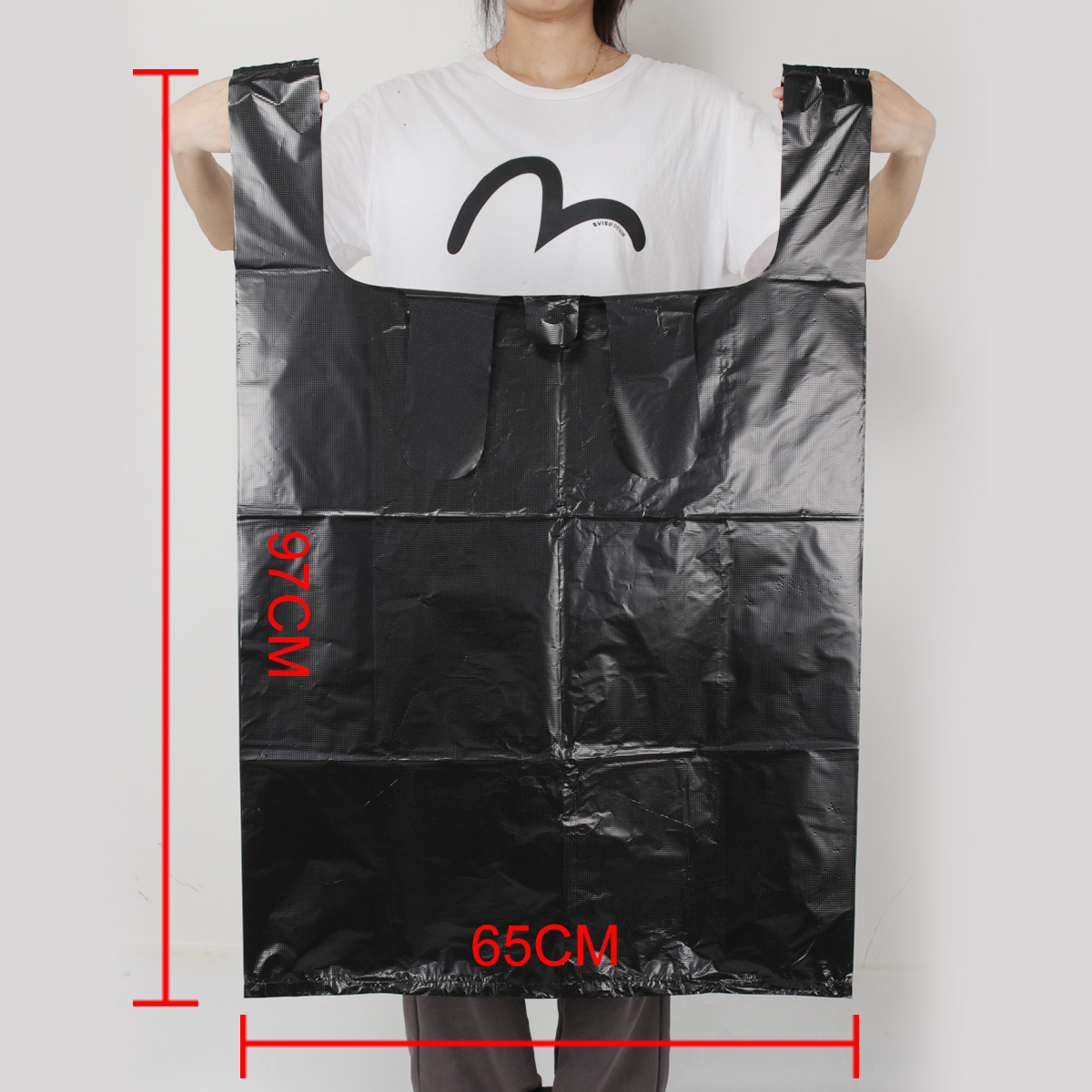 Extra large thickened black 65x97 portable plastic bag moving clothing packing bag property Hotel garbage bag