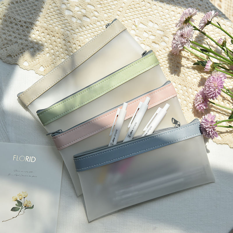 Transparent Pencil Bag for Girls K-Style Internet Celebrity Simple Tpu Frosted Stationery Bag Student Exam Special Pencil Bag Storage Bag