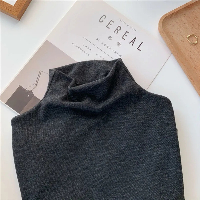 Picture of Cationic Velvet fleece-lined Warm Half-turtleneck Base Shirt Women's Autumn and Winter New Slim-fit All-match Long-sleeved Top