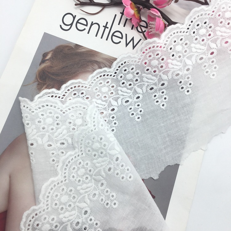 Spot 12cm curtain lace white corrugated cotton women's clothing accessories hollow embroidery lace