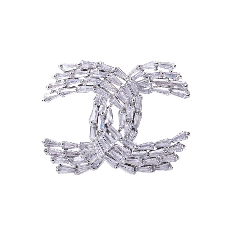 Crystal Suit silver Champagne Brooch Women's Brass High-end Women's Luxury Ins Trendy Big Brand Personalized Pin Buckle Accessories