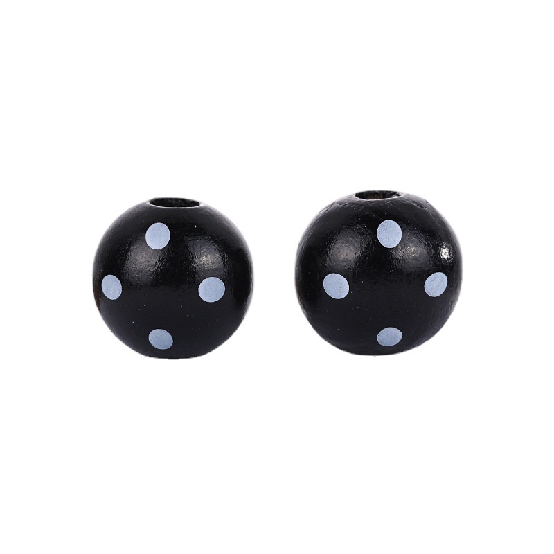 Picture of Cross-border hot sale 16mm Lotus round beads striped polka dot printed wooden beads children's beads DIY jewelry loose beads accessories