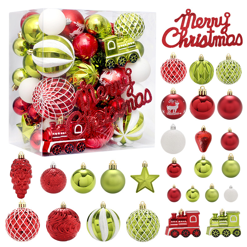 Christmas decorations 65 Red Green white painted Christmas balls suit ornaments Christmas tree decorations suit pendants
