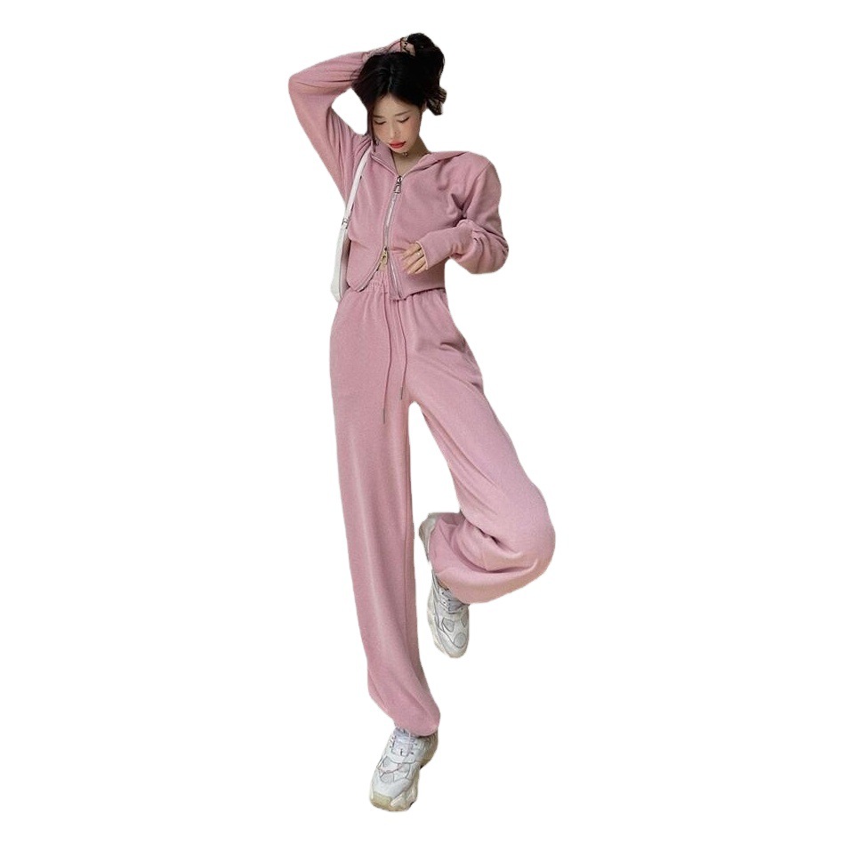 Picture of Internet Celebrity Sportswear Fashion Suit Women's 2023 Spring and Autumn Korean New Hooded Sweatshirt Casual Trousers Two-Piece Trendy Suit