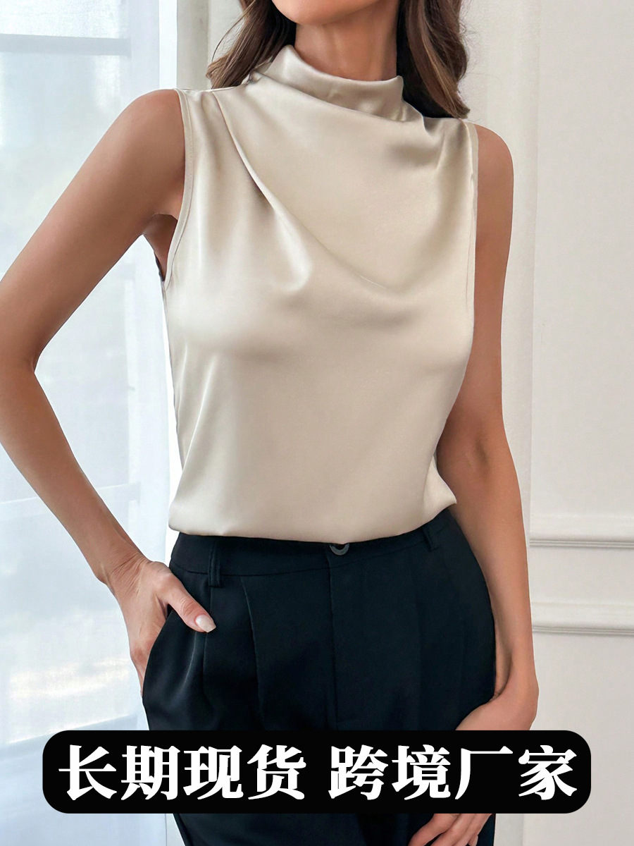 European and American Women's High-end Foreign Trade Summer New Satin Camisole Women's Amazon Top