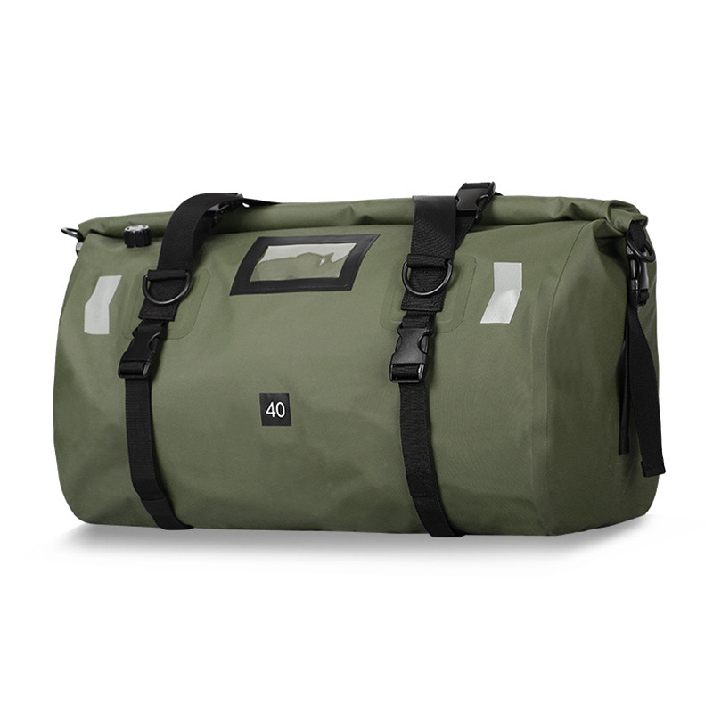 Picture of Modified strap pvc yellow night reflective horizontal bag outdoor camping riding pack waterproof motorcycle tail bag
