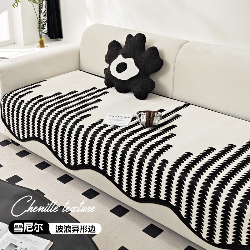 Special-Shaped Chenille Sofa Cover Cushion New Accessible Luxury One-Piece Straight Row Non-Slip Leather Sofa Special Cover Seat Cushion
