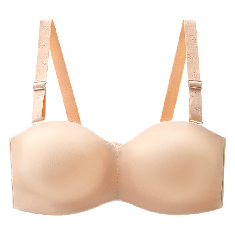 Women's ultra-thin Full Cup with steel ring plus size strapless underwear oversized chest small non-slip comfortable non-running cup bra