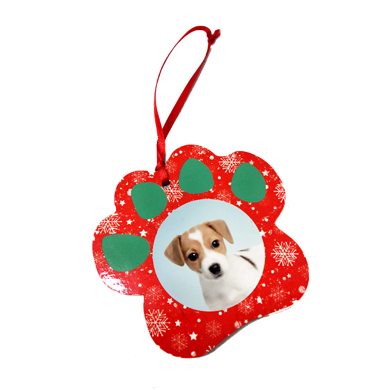 Dog paw double-sided blank pendant sublimation wooden board painting Christmas pendant Christmas tree decorations wholesale
