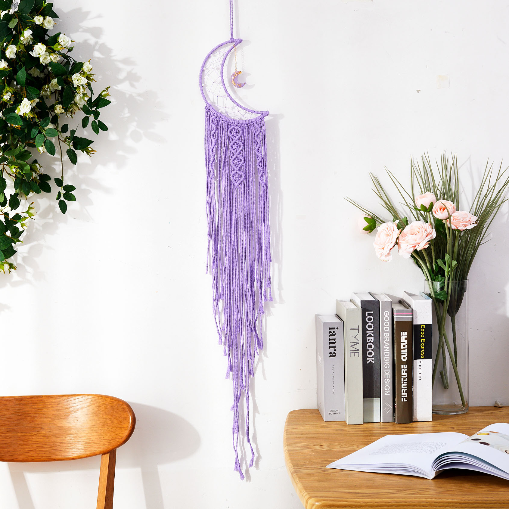 Picture of Cross-Border Hot Selling Moon Dream Catcher Hand-Woven Cotton Rope Tapestry Bohemian Style Wall Hangings