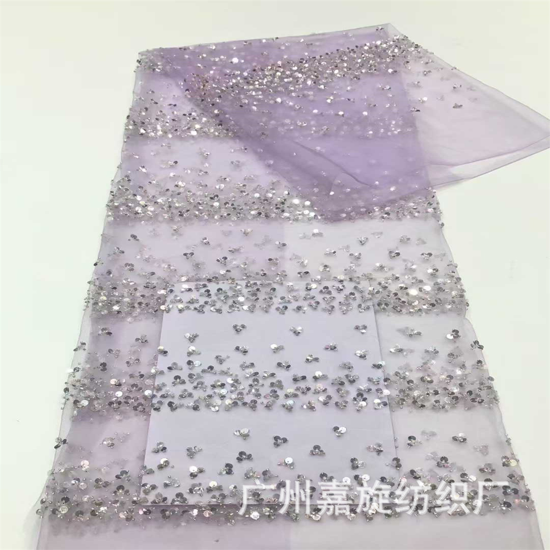New in stock Clover Laminates Strip Shape Mesh Fabric Lightweight Sequins Wedding Dress Head Yarn Children's Wear Embroidered Cloth