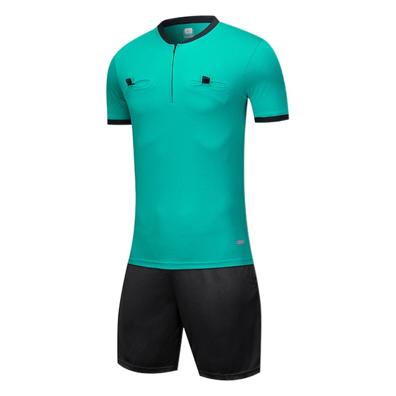 New Men's referee football suit suit outdoor sports women's adult training suit football Short Sleeve Jersey quick-drying black