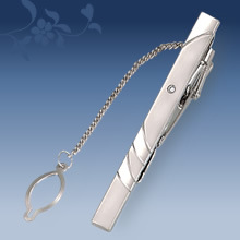 Picture of Metal tie clip men's suit chain 140 simple flower type business atmosphere with drill tie clip