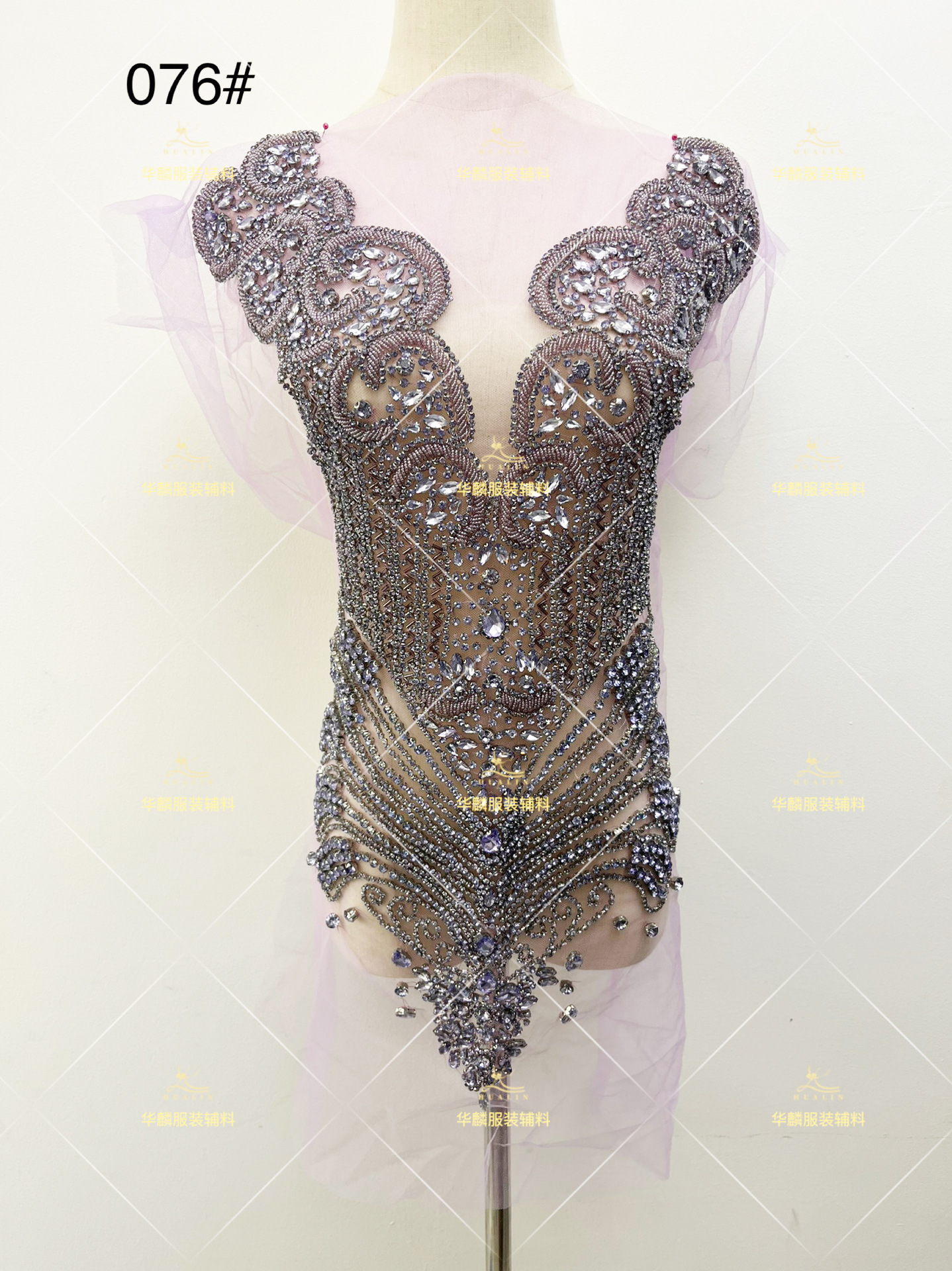 Picture of Hot Selling 18-Color Rhinestone Beading Xiuhe Clothing Applique Mesh Embroider Evening Dress Cutting Patch Cross-Border Wedding Accessories