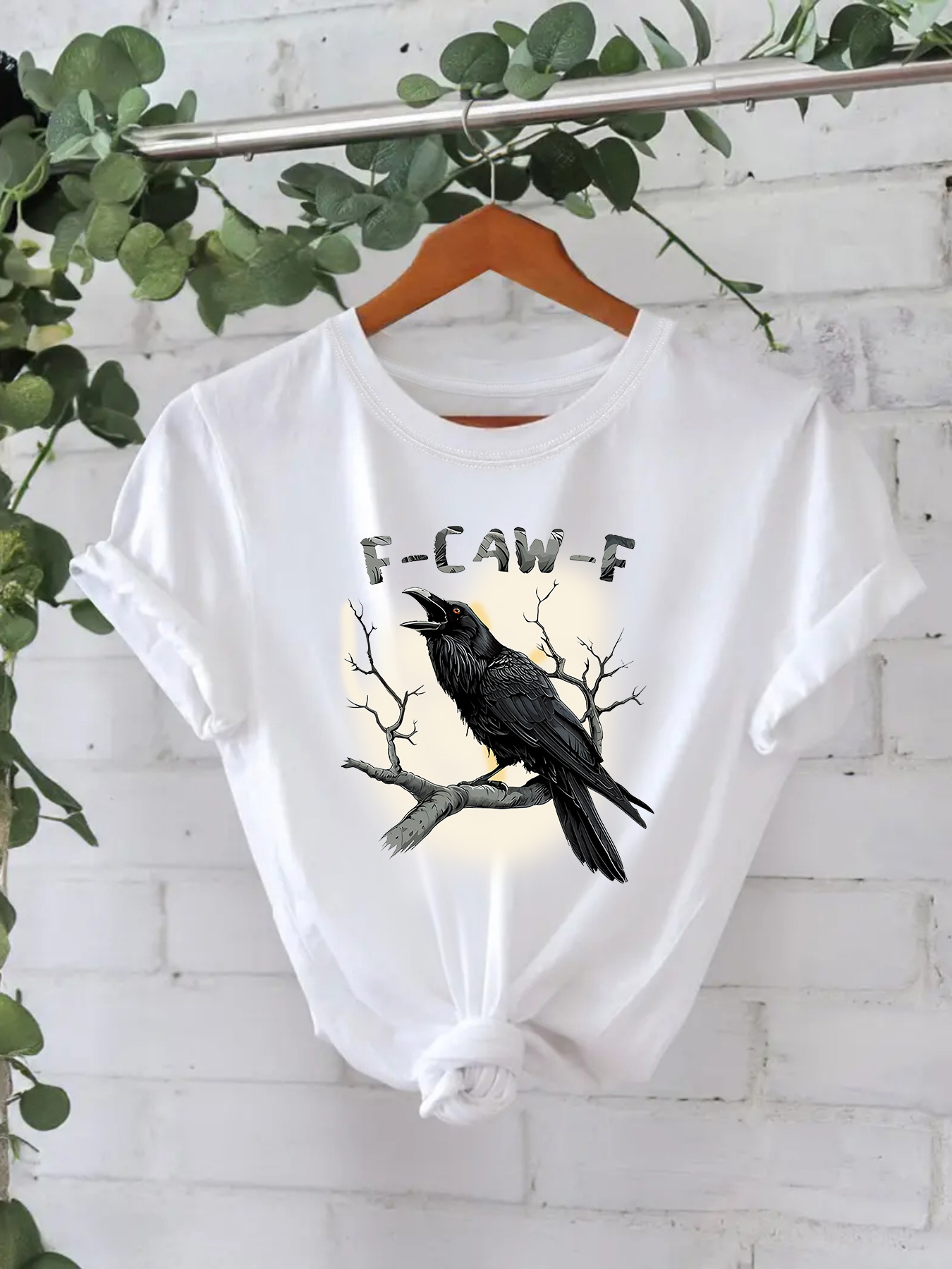100 Cotton Amazon Cross Border Europe and America FCAWF Fashion Loose Casual Short Sleeve Round Neck T-Shirt Women