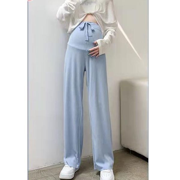 Picture of Pregnant women's pants spring and autumn outer wear ice silk wide-leg pants summer thin drape plus size straight trousers pregnant women's clothes summer